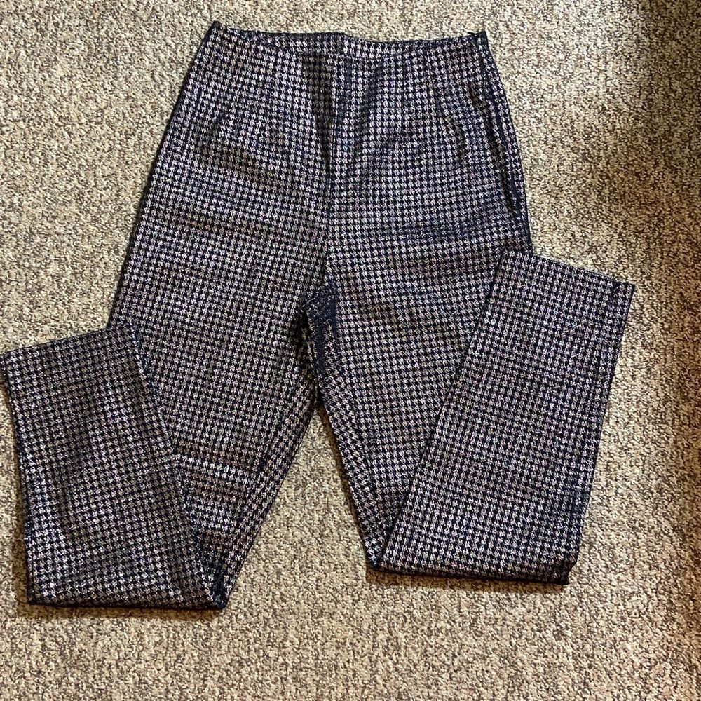 Time And Tru Womenâs Checkered Pants - Black And Gold Size 8